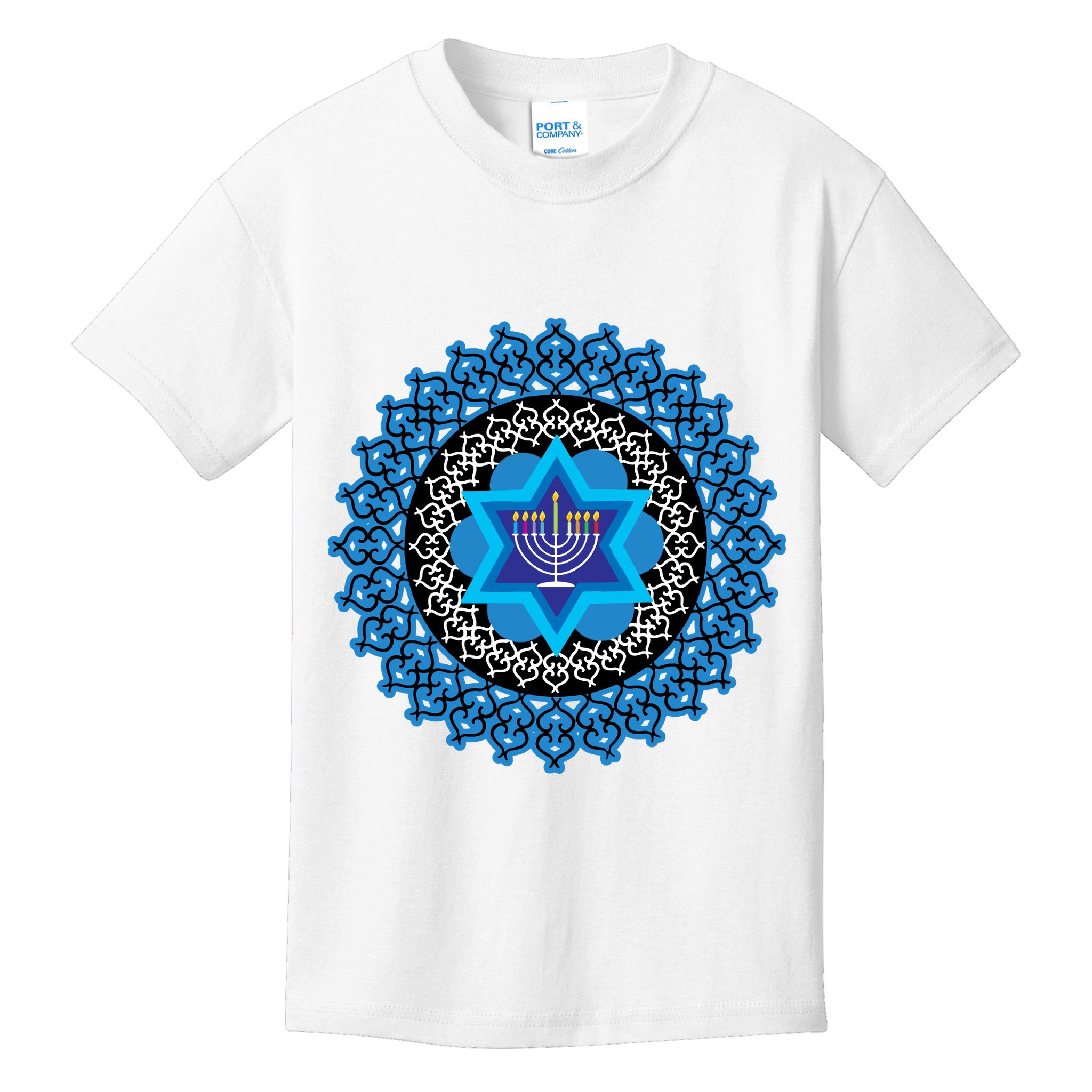 Happy Hanukkah Mandalla Star Of David Menorah Kids T-Shirt