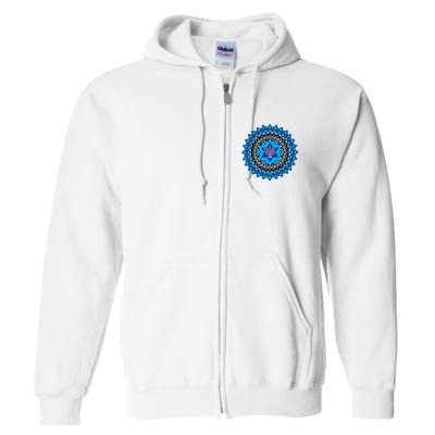 Happy Hanukkah Mandalla Star Of David Menorah Full Zip Hoodie