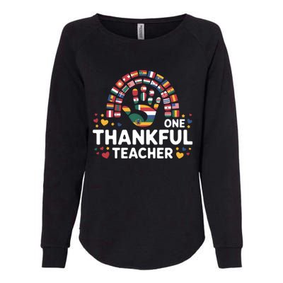 Hispanic Heritage Month One Thankful Teacher Rainbow Hand Funny Gift Womens California Wash Sweatshirt