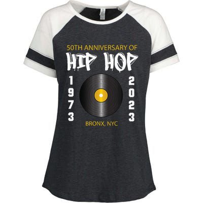 Hip Hop Music Is 50 50th Anniversary Retro Enza Ladies Jersey Colorblock Tee