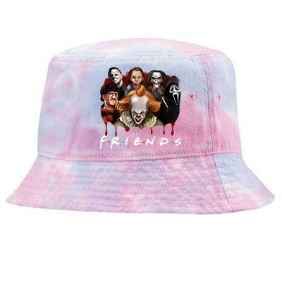 Halloween Horror Movie Characters Jason Es Chucky Freddy Tie-Dyed Bucket Hat