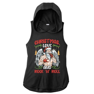 Heavy Hard Metal Santa Christmas Love And Rock N Roll Gift Ladies PosiCharge Tri-Blend Wicking Draft Hoodie Tank