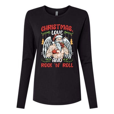 Heavy Hard Metal Santa Christmas Love And Rock N Roll Gift Womens Cotton Relaxed Long Sleeve T-Shirt