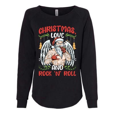 Heavy Hard Metal Santa Christmas Love And Rock N Roll Gift Womens California Wash Sweatshirt