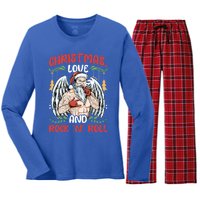 Heavy Hard Metal Santa Christmas Love And Rock N Roll Gift Women's Long Sleeve Flannel Pajama Set 