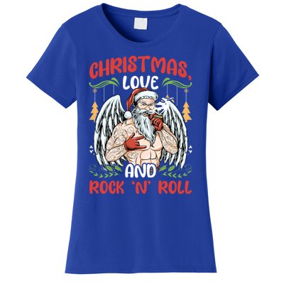 Heavy Hard Metal Santa Christmas Love And Rock N Roll Gift Women's T-Shirt