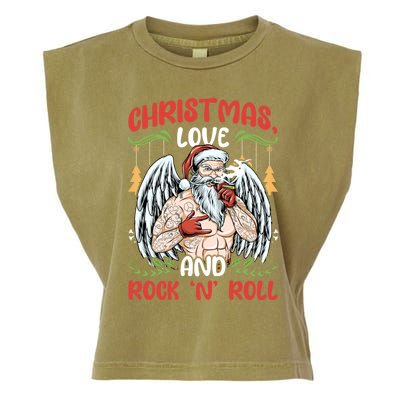 Heavy Hard Metal Santa Christmas Love And Rock N Roll Gift Garment-Dyed Women's Muscle Tee