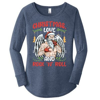 Heavy Hard Metal Santa Christmas Love And Rock N Roll Gift Women's Perfect Tri Tunic Long Sleeve Shirt