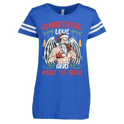 Heavy Hard Metal Santa Christmas Love And Rock N Roll Gift Enza Ladies Jersey Football T-Shirt