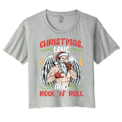 Heavy Hard Metal Santa Christmas Love And Rock N Roll Gift Women's Crop Top Tee