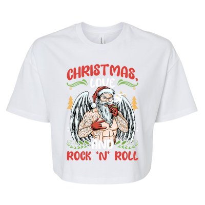 Heavy Hard Metal Santa Christmas Love And Rock N Roll Gift Bella+Canvas Jersey Crop Tee