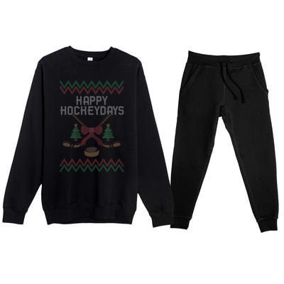 Happy Hockeydays Merry Christmas Xmas Day December 25 Hockey Gift Premium Crewneck Sweatsuit Set