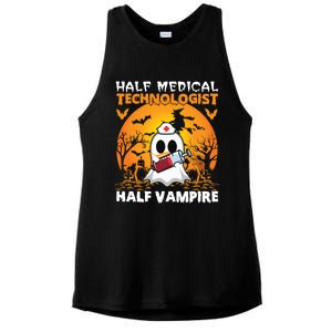 Halloween Half Medical Technologist Half Vampire Ghost Nurse Gift Ladies PosiCharge Tri-Blend Wicking Tank