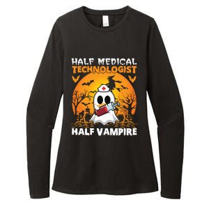 Halloween Half Medical Technologist Half Vampire Ghost Nurse Gift Womens CVC Long Sleeve Shirt