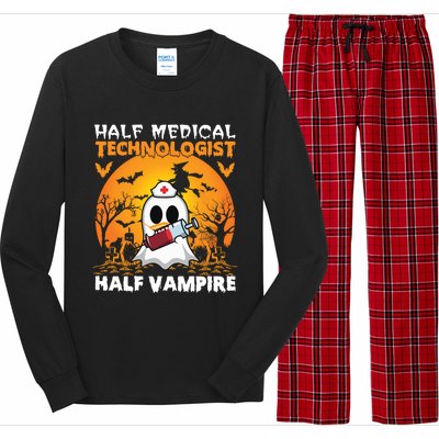 Halloween Half Medical Technologist Half Vampire Ghost Nurse Gift Long Sleeve Pajama Set