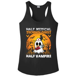 Halloween Half Medical Technologist Half Vampire Ghost Nurse Gift Ladies PosiCharge Competitor Racerback Tank