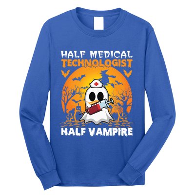 Halloween Half Medical Technologist Half Vampire Ghost Nurse Gift Long Sleeve Shirt