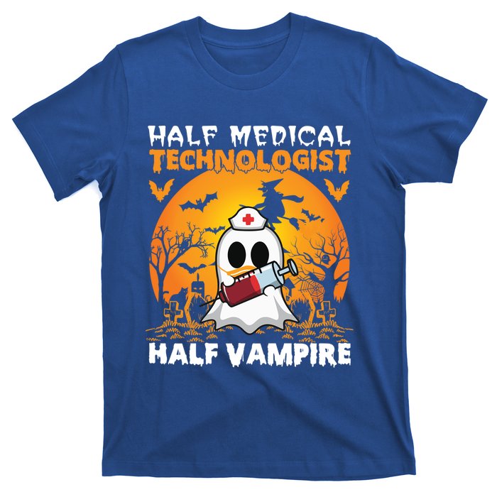 Halloween Half Medical Technologist Half Vampire Ghost Nurse Gift T-Shirt