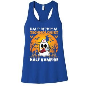 Halloween Half Medical Technologist Half Vampire Ghost Nurse Gift Women's Racerback Tank