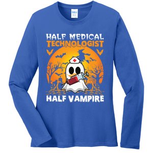 Halloween Half Medical Technologist Half Vampire Ghost Nurse Gift Ladies Long Sleeve Shirt