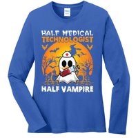 Halloween Half Medical Technologist Half Vampire Ghost Nurse Gift Ladies Long Sleeve Shirt