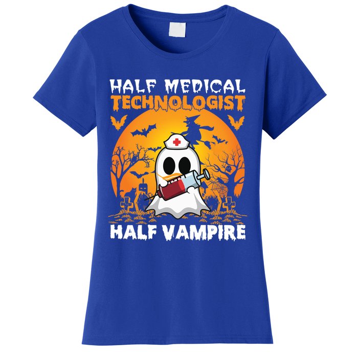 Halloween Half Medical Technologist Half Vampire Ghost Nurse Gift Women's T-Shirt