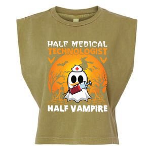 Halloween Half Medical Technologist Half Vampire Ghost Nurse Gift Garment-Dyed Women's Muscle Tee