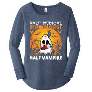 Halloween Half Medical Technologist Half Vampire Ghost Nurse Gift Women's Perfect Tri Tunic Long Sleeve Shirt