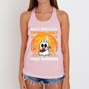 Halloween Half Medical Technologist Half Vampire Ghost Nurse Gift Women's Knotted Racerback Tank