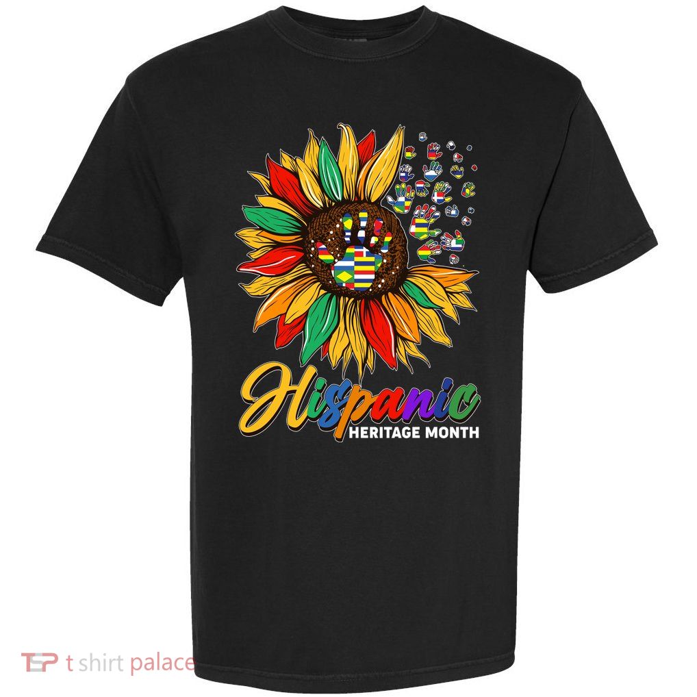 Hispanic Heritage Month Sunflowers Flags Garment-Dyed Heavyweight T-Shirt