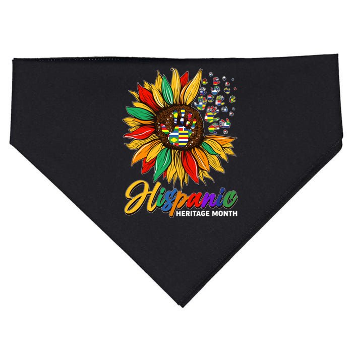 Hispanic Heritage Month Sunflowers Flags USA-Made Doggie Bandana