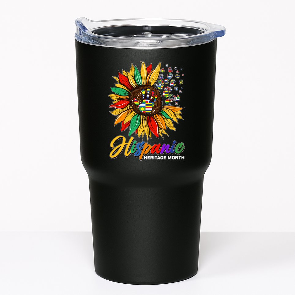 Hispanic Heritage Month Sunflowers Flags Tumbler