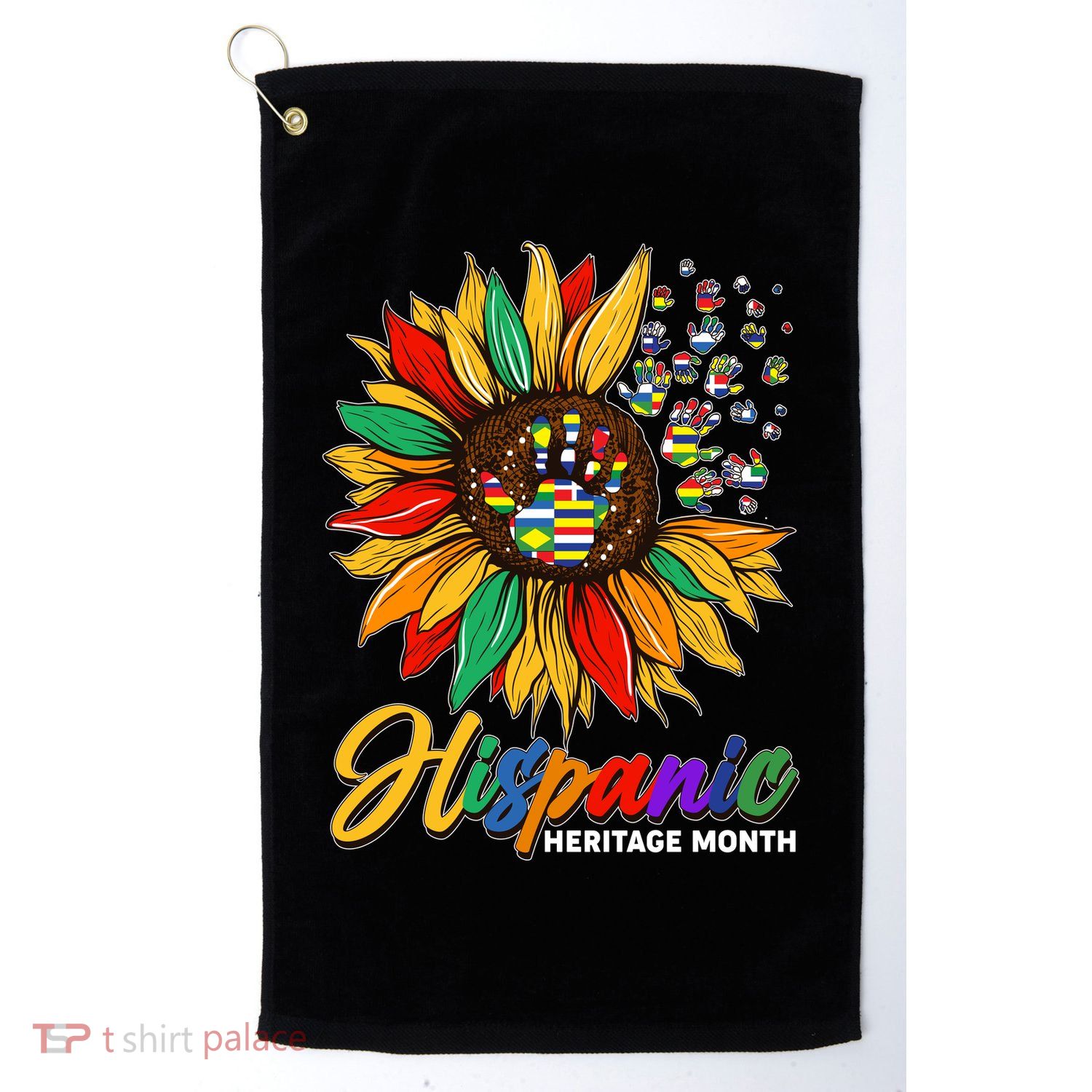 Hispanic Heritage Month Sunflowers Flags Golf Towel