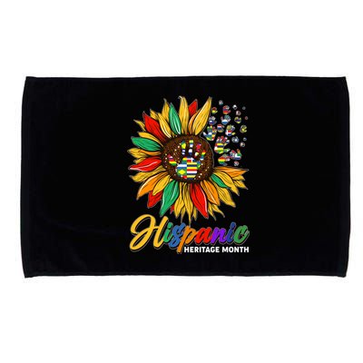 Hispanic Heritage Month Sunflowers Flags Microfiber Hand Towel