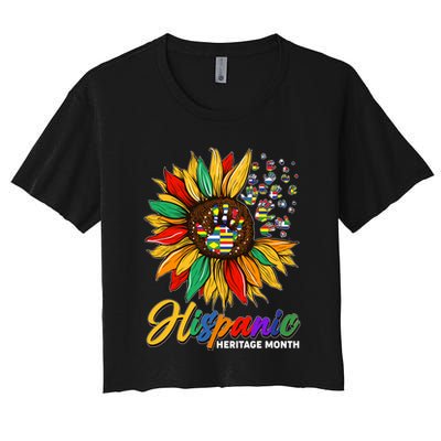 Hispanic Heritage Month Sunflowers Flags Crop Top