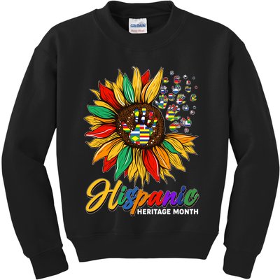 Hispanic Heritage Month Sunflowers Flags Kids Sweatshirt