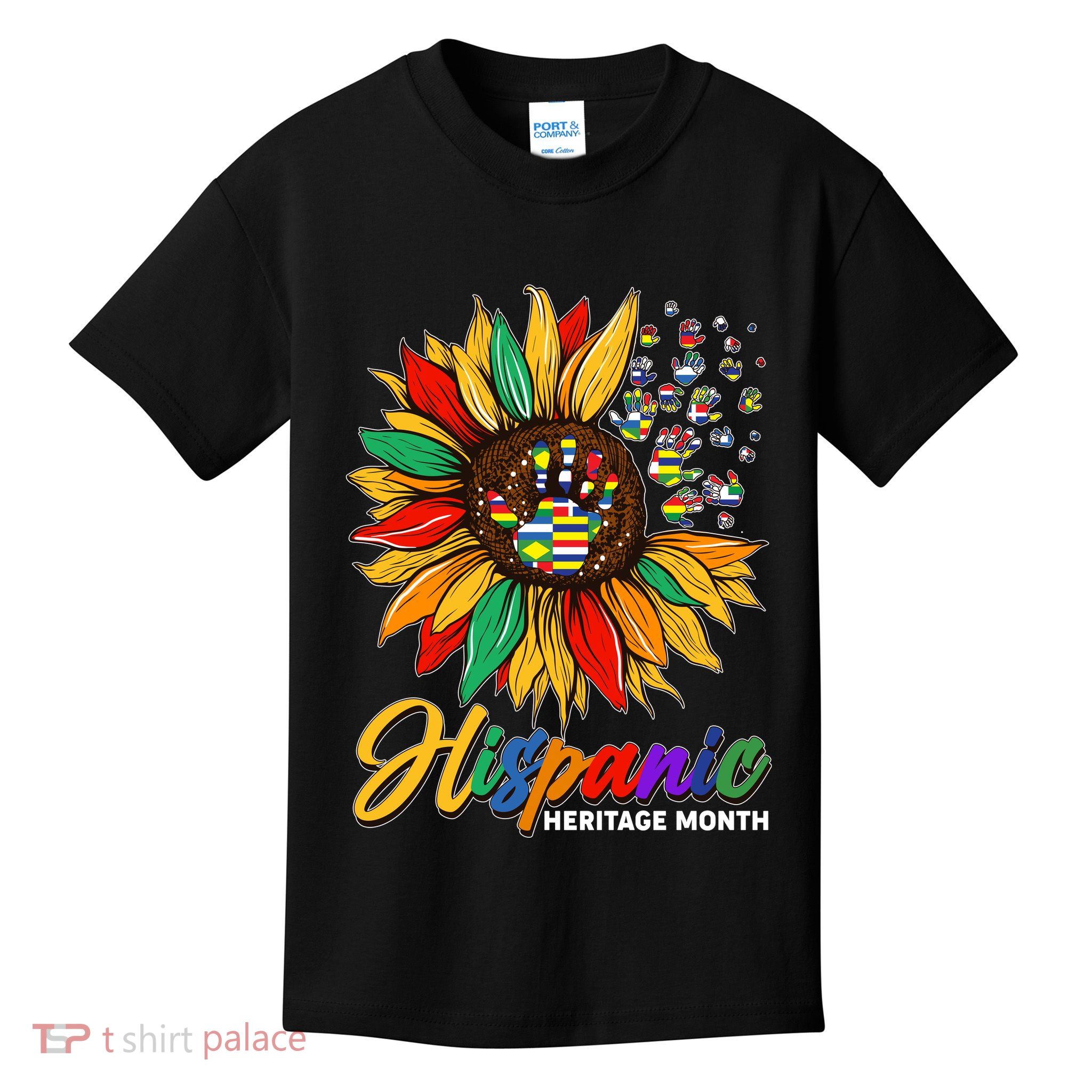 Hispanic Heritage Month Sunflowers Flags Kids T-Shirt