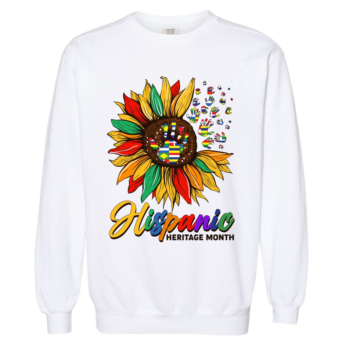 Hispanic Heritage Month Sunflowers Flags Garment-Dyed Sweatshirt