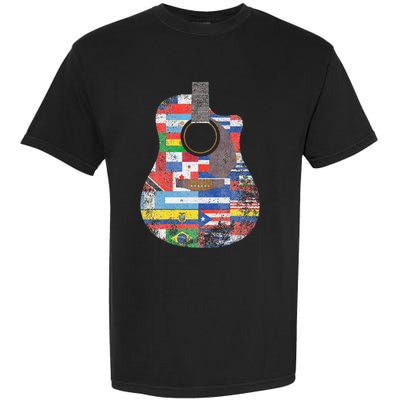 Hispanic Heritage Month All Countries Retro Acoustic Guitar Garment-Dyed Heavyweight T-Shirt