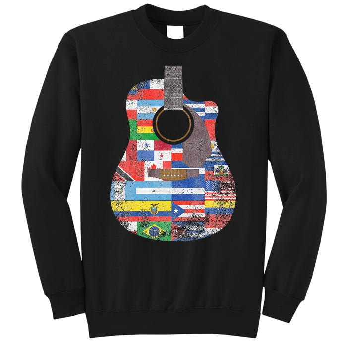 Hispanic Heritage Month All Countries Retro Acoustic Guitar Sweatshirt