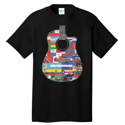 Hispanic Heritage Month All Countries Retro Acoustic Guitar Tall T-Shirt