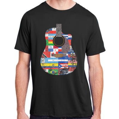 Hispanic Heritage Month All Countries Retro Acoustic Guitar Adult ChromaSoft Performance T-Shirt