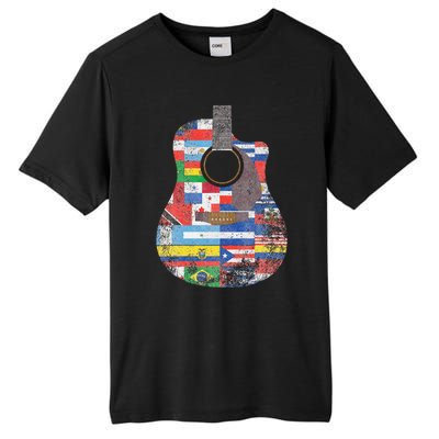 Hispanic Heritage Month All Countries Retro Acoustic Guitar Tall Fusion ChromaSoft Performance T-Shirt