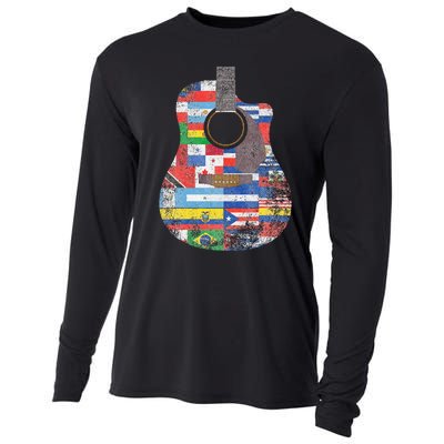 Hispanic Heritage Month All Countries Retro Acoustic Guitar Cooling Performance Long Sleeve Crew