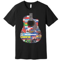 Hispanic Heritage Month All Countries Retro Acoustic Guitar Premium T-Shirt