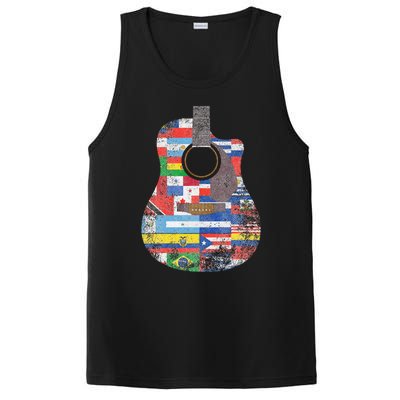 Hispanic Heritage Month All Countries Retro Acoustic Guitar PosiCharge Competitor Tank