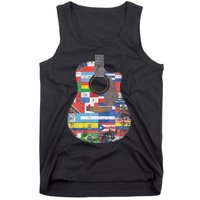 Hispanic Heritage Month All Countries Retro Acoustic Guitar Tank Top