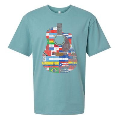 Hispanic Heritage Month All Countries Retro Acoustic Guitar Sueded Cloud Jersey T-Shirt