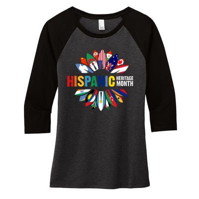 Hispanic Heritage Month Counties United Women's Tri-Blend 3/4-Sleeve Raglan Shirt