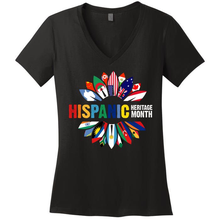 Hispanic Heritage Month Counties United Women's V-Neck T-Shirt